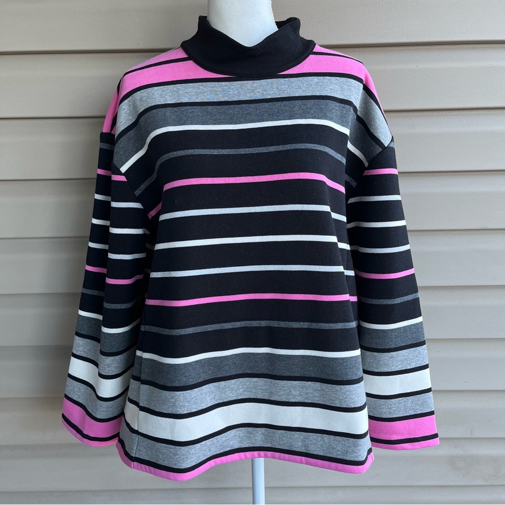 •Talbots• NWT Mock Neck Striped Pullover - Size XL Petite
